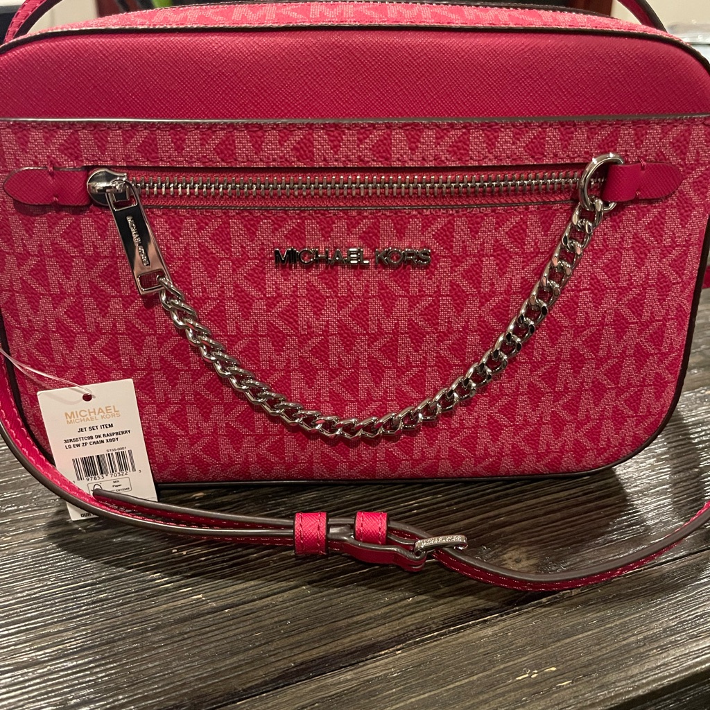 Michael Kors Dark Raspberry East West Crossbody Bag With Chain Detail Nwt